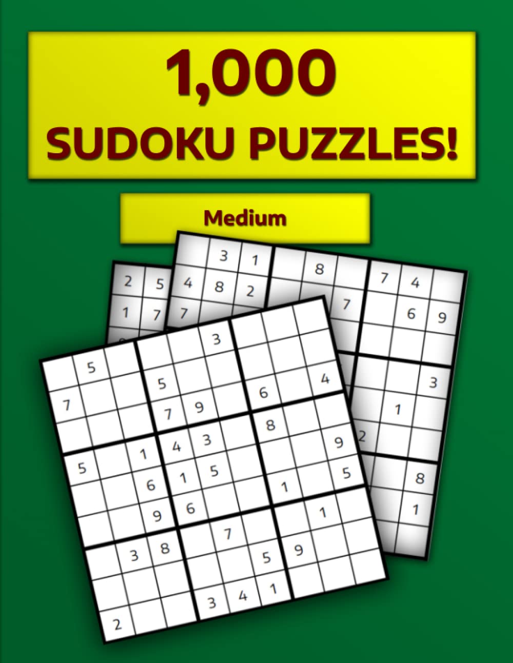 Buy 1,000 Sudoku Puzzles! Medium Difficulty 8.5x11 Book Dimensions