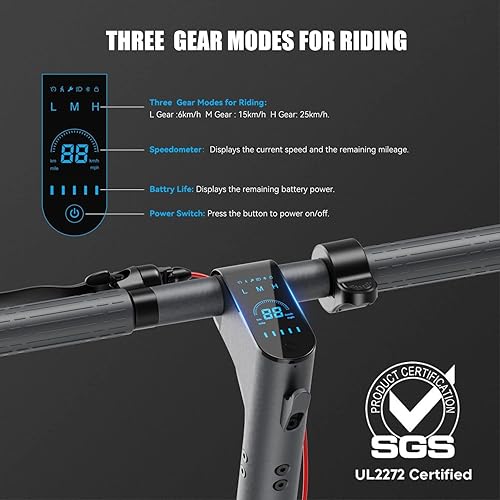 Miniatura 2 de LEQISMART Electric Scooter-10 Pneumatic Tires,18.6Miles Long Range,15.5 MPH Max Speed,350W Motor, 220lbs Weight Capacity, Dual Brakes, Foldable