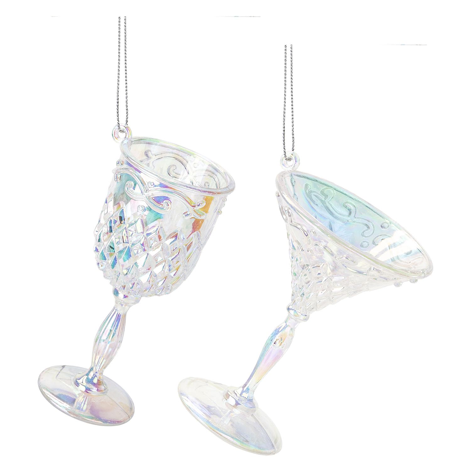 VFM e-Store - Christmas Tree Decoration Wine Martini 1 X Varied Design Stocking Filler Xmas Present Celebration Festive Winter Ornaments - 10. 5cm Iridescent