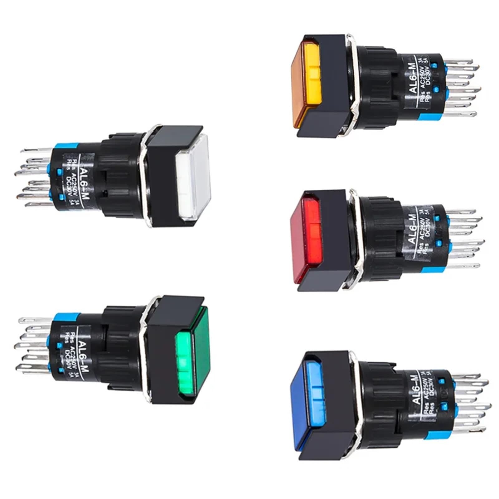 30 szt. 12 V 24 V 220 V chwilowe podświetlenie LED utrzymane samoblokujące włączanie i wyłączanie przełączniki przyciskowe 16 mm kwadratowy wskaźnik lampy (niebieski, 24V_SELF-LOCK_1NO 1NC 5 szt.)