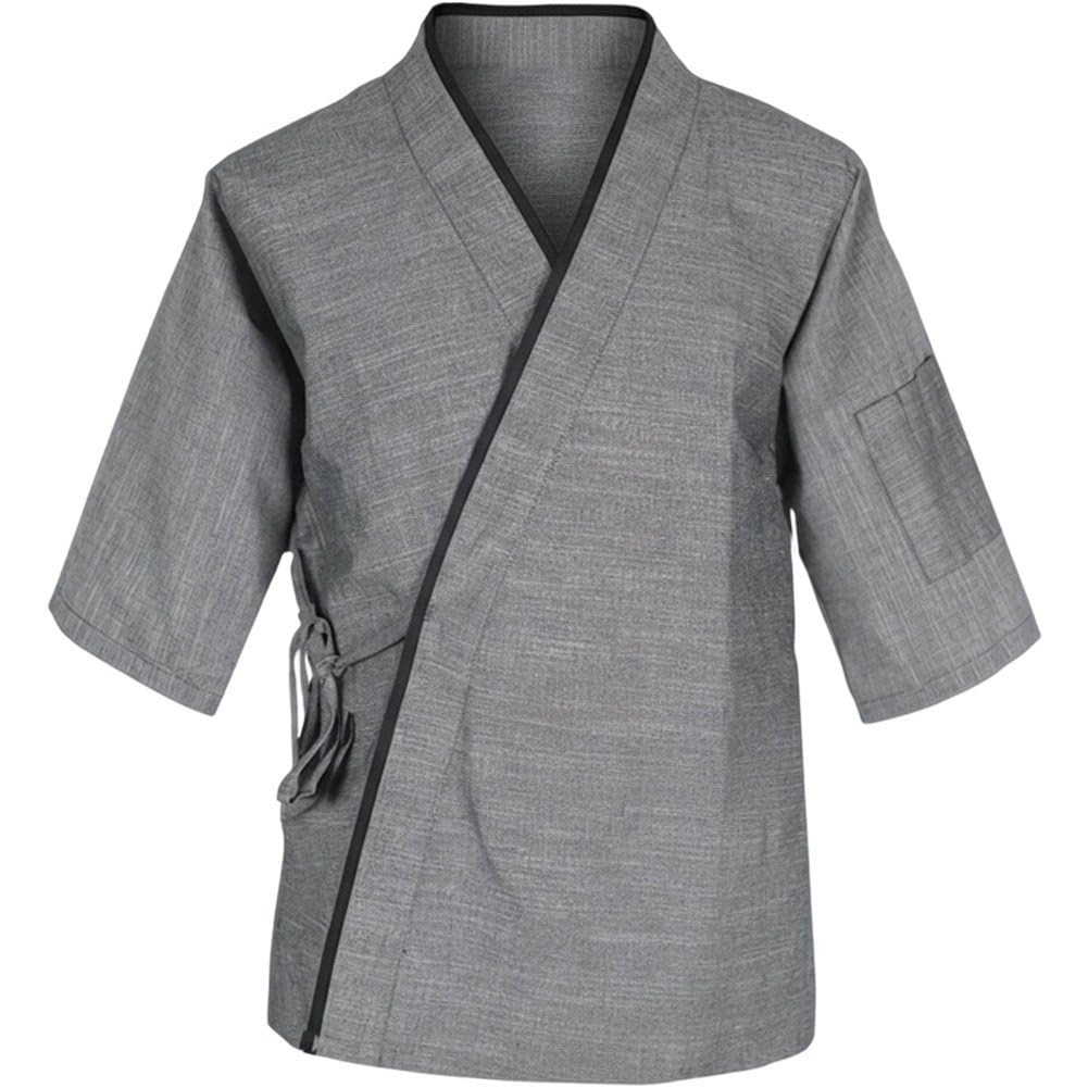 Sslvya Sushi Chef Coat Unisex 3/4 Sleeve Japanese Chef Kimono Restaurant Uniform Chef Jackets for Men and Women