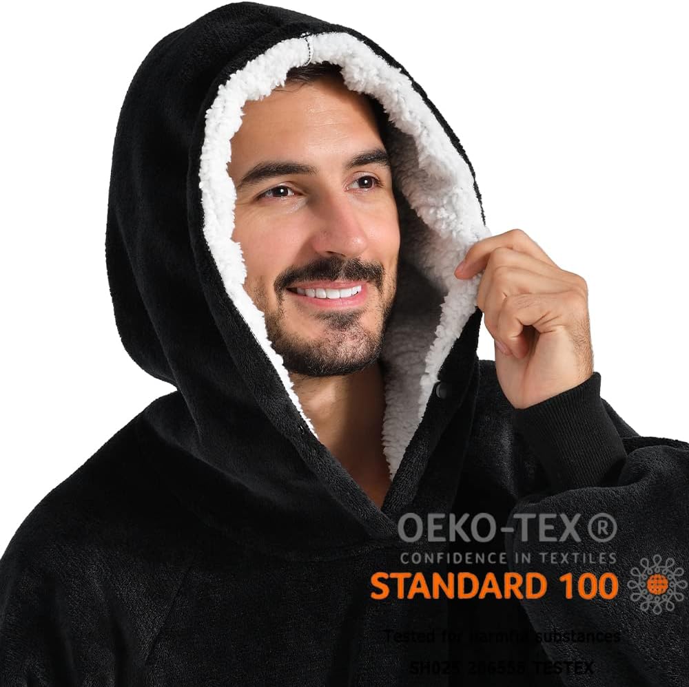 Krifey Wearable Blanket Hoodie for Men, Oversized Sherpa Fleece Sweatshirt with Giant Pocket, Cozy Birthday & Christmas Gifts for Him - Image 2