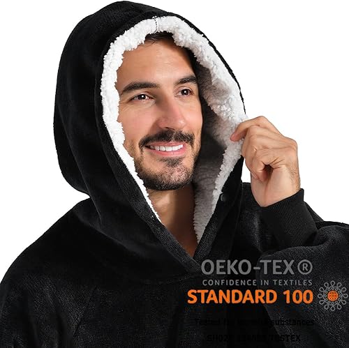 Miniatura 2 de Krifey Manta con capucha de sherpa de gran tamaño como regalo de cumpleaños para mamá, mujer, novia, hombre, acogedora sudadera con bolsillo gigante