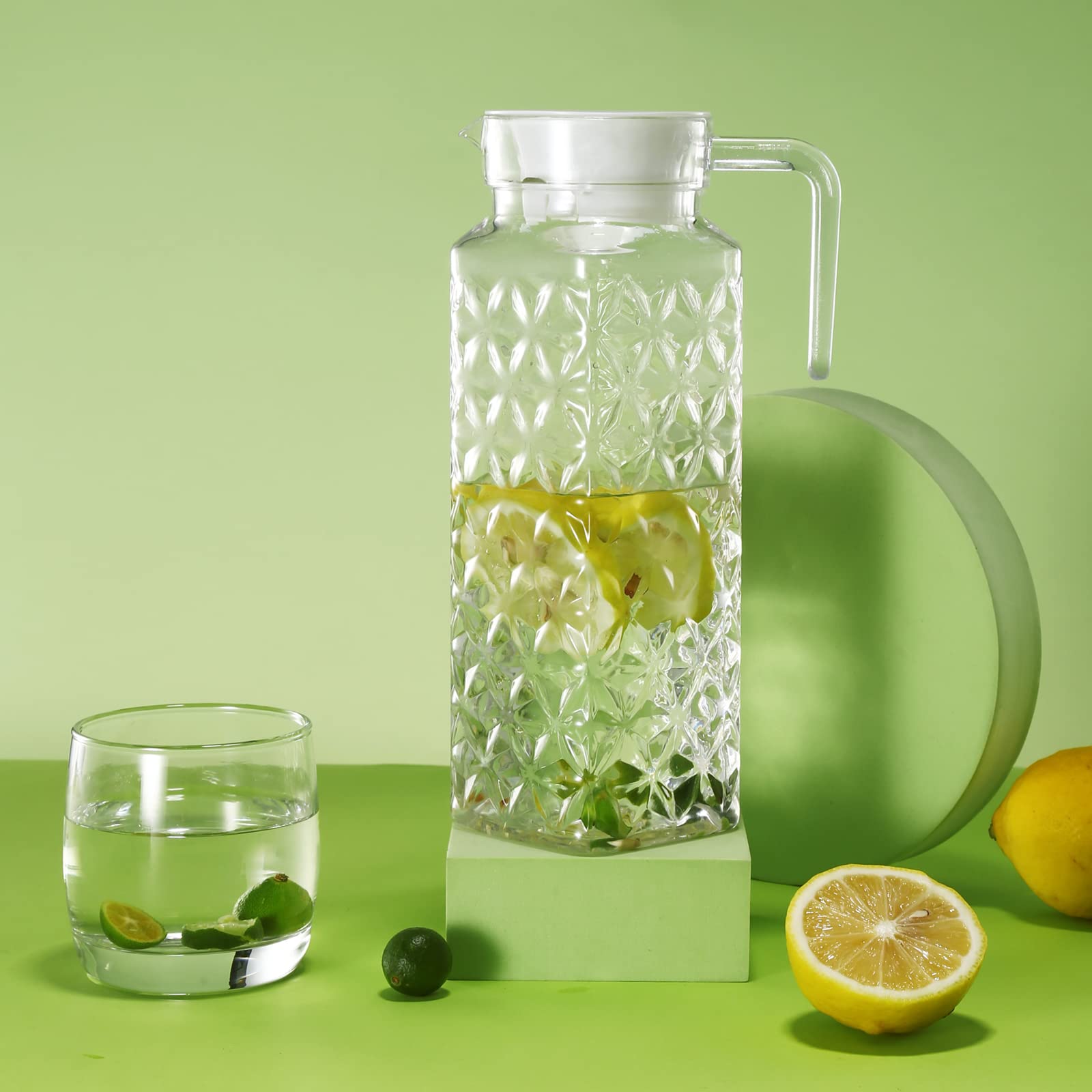Brocca in acrilico, OEH Brocca in plastica, resistente al calore, lavabile in lavastoviglie, indissolubile per bevande ghiacciate e calde, diamante, 400 ml