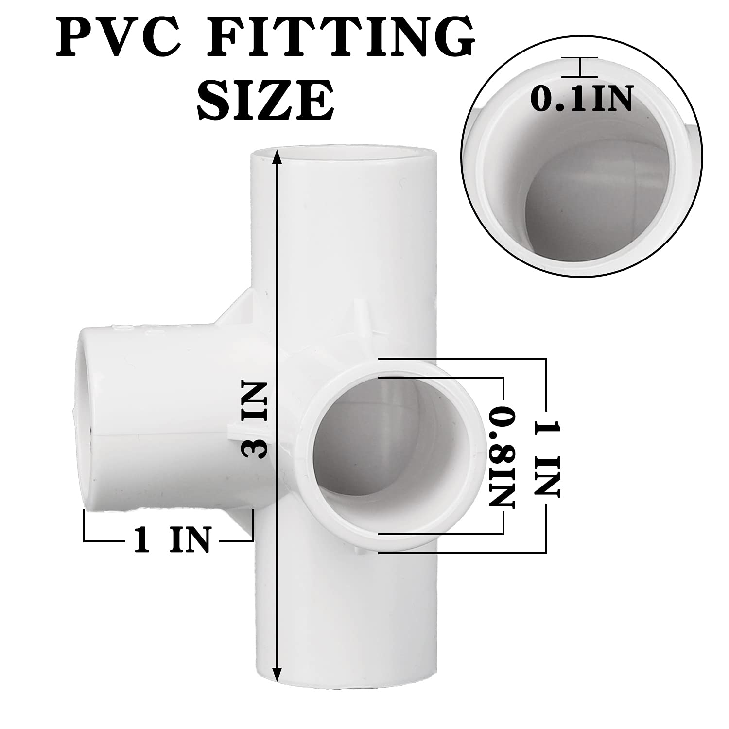 Yision 1/2 Inch 4Way Elbow PVC Fittings, 20PCS Heavy Duty PVC Pipe Fitting Connectors for SCH