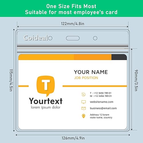 Vista 7 de Coideal - Soporte horizontal de plástico transparente para insignia, 12 unidades, protector grueso para tarjetas de identificación, funda