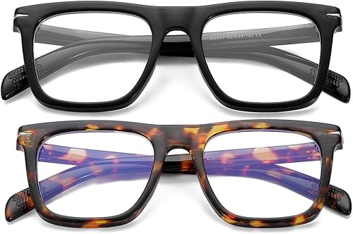 Miniatura 3 de NIDOVIX Lentes de bloqueo de luz azul cuadrados de moda para hombres y mujeres, marco de moda, lentes de computadora sin receta (negro + tortuga)