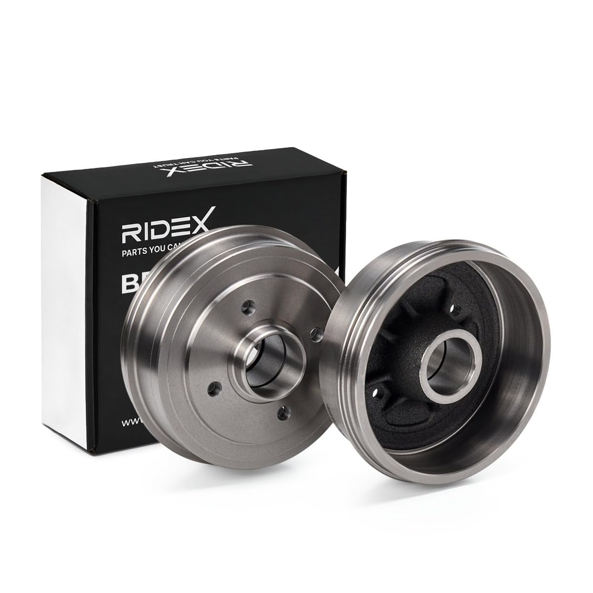 RIDEX 123B0085 2x Tambor de freno Trasero Delantero sin cojinete rueda Compatible con RENAULT Clio II Hatchback BB, CB
