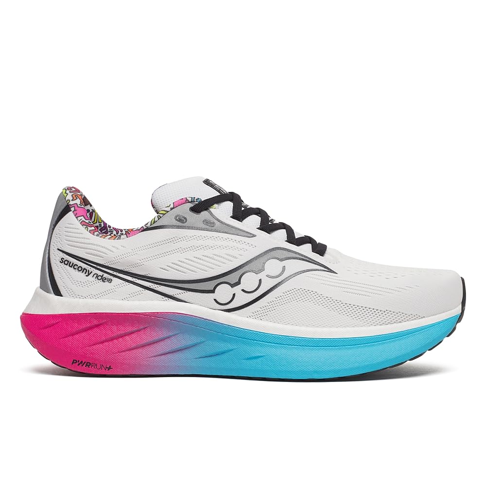 Saucony Men's Ride 18 Running Shoes 10.5 White/Aqua/Pink