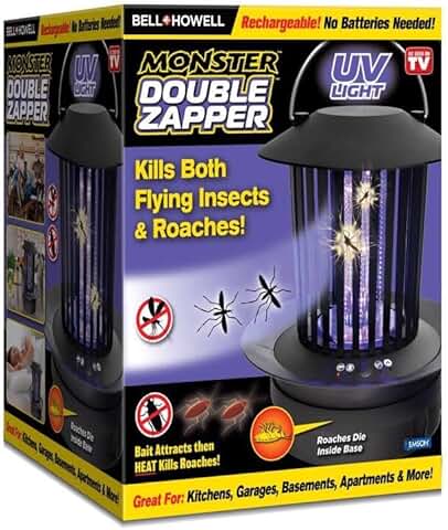 Double Zapper 18W by BellHowell Plug-in Electric Bug Killer, Zaps Flies, Mosquitoes, Ants/Bait and Heat Kills Cockroaches As Seen On TV 85