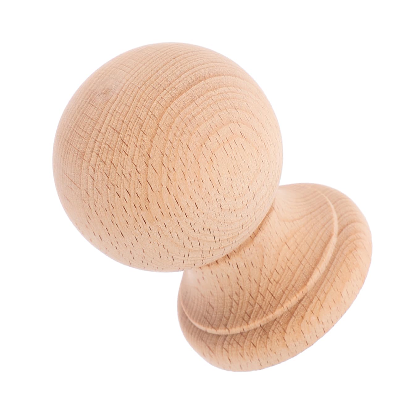 KONTONTY Solid Wood Decorative Curtain Rods Fence Finials Unpainted Wooden Finials and Spindles Bed Post Caps Wooden Spindles Curtain Rod End Cap Furniture Decoration Beige Wood