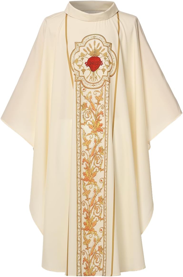 COSDREAMERMens Womens Priest Celebrant Chasuble Catholic Church Father Mass Vestments Robe