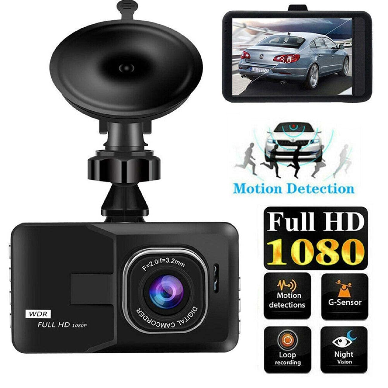 Amazon.com: Car Dash Cam Full HD 1080P Car DVR Dashboard Camera 