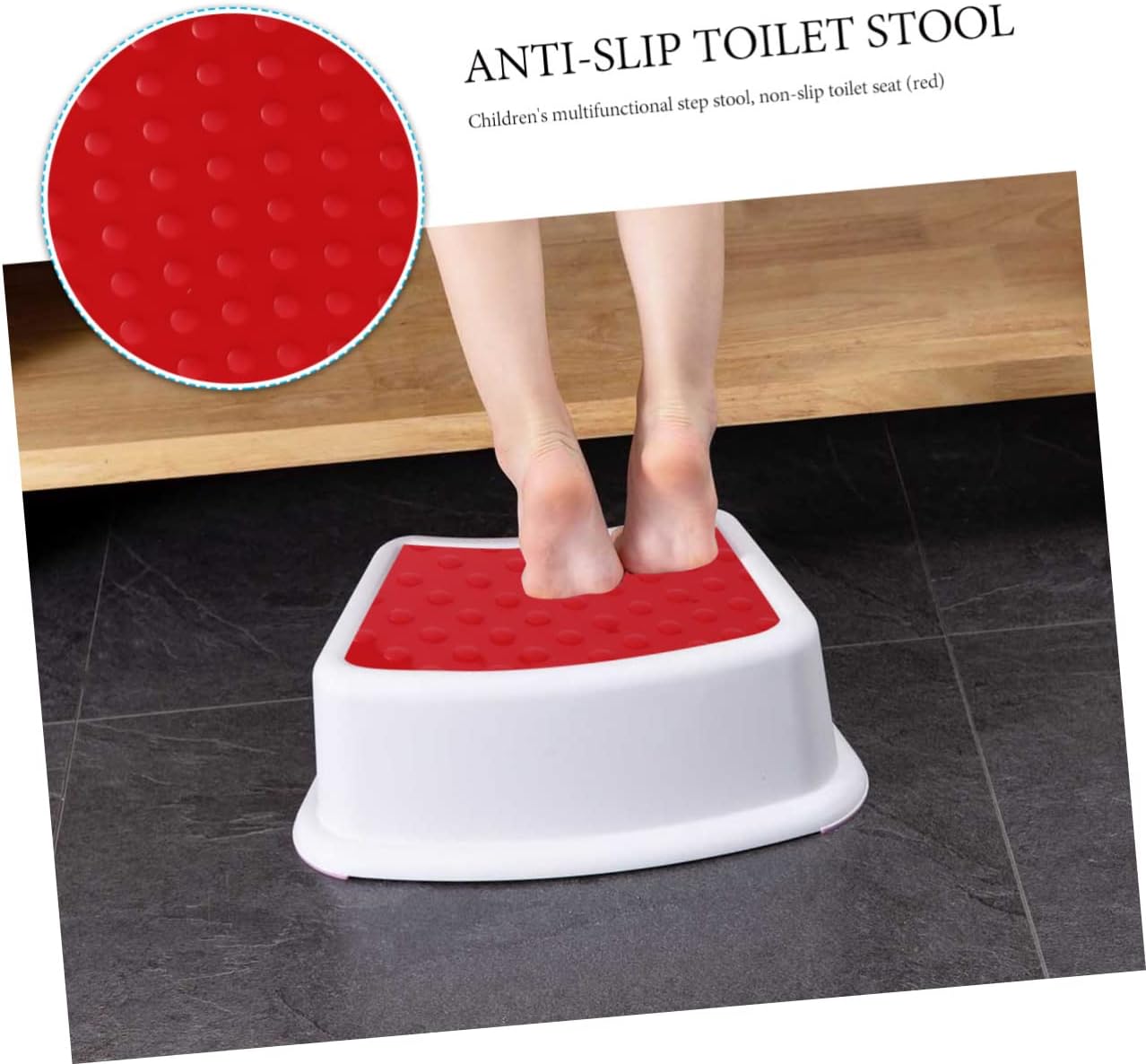 Multifunctional Small Stool Portable Lightweight Plastic Footstool for Bathroom Toilet Non Slip Red PP Material Shockproof Design