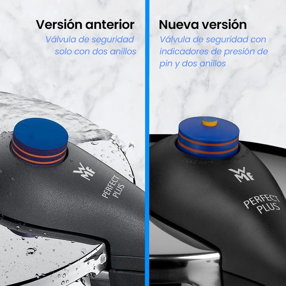ANAKEL HOME Repuesto de Mango Olla 08.9480.6030 Compatible con Toda la Gama de Ollas WMF Plus (Desde 2003), Color Gris, Nueva Versión con Pin sobre Indicador de Presión