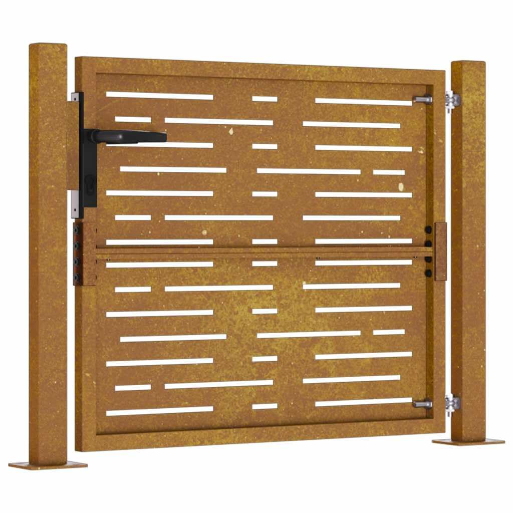 Brama ogrodowa 100 x 75 cm, stal Cortena, kwadratowy design