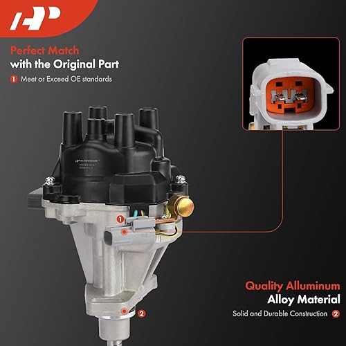 Miniatura 6 de A-Premium Distribuidor de encendido con tapa y rotor Compatible con Nissan Pickup 1996-1997 2.4L