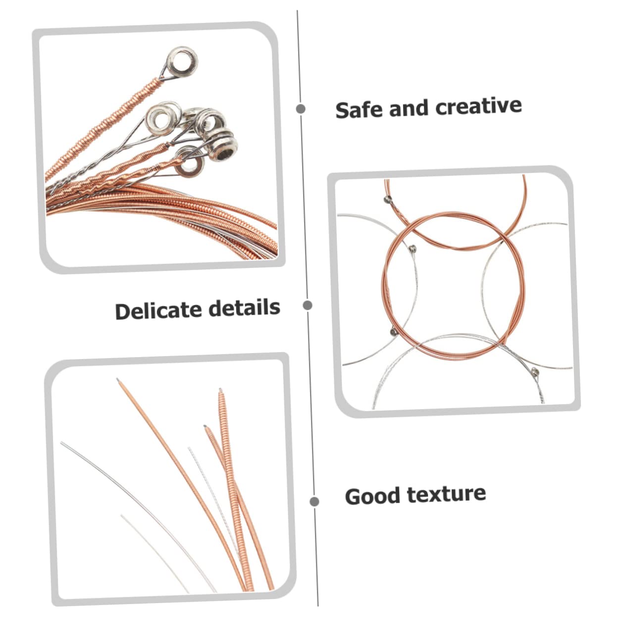 Generic Replacement Guitar Strings for Acoustic Guitar Metal Folk Strings Set 6 Pieces Easy Installation Improve Sound