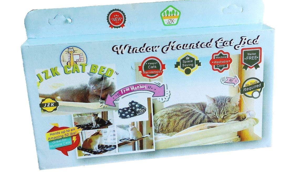 JZK Lit de fenêtre pour Chat - Hamac + Couverture pour Chat - Bain de Soleil - Lit pour Animal de Compagnie - Petit Chien, Lapin ou Autres Petits Animaux
