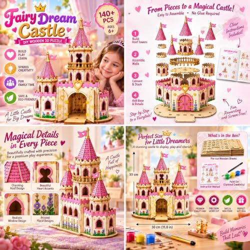Image of The Little Ones Building & Construction Sets - 210+ PCS Castle Building Block Toys for Girls Toys for Kids Birthday Gifts DIY STEM Educational Toys for Girls Aged 8-14 Years [Fairy Dream Castle]