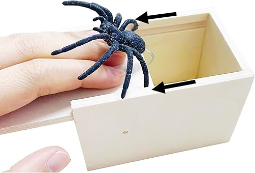 Divertidas cajas de broma de goma con forma de araña, caja de madera hecha a mano, divertida caja de regalo de dinero de Navidad, juguete sorpresa,