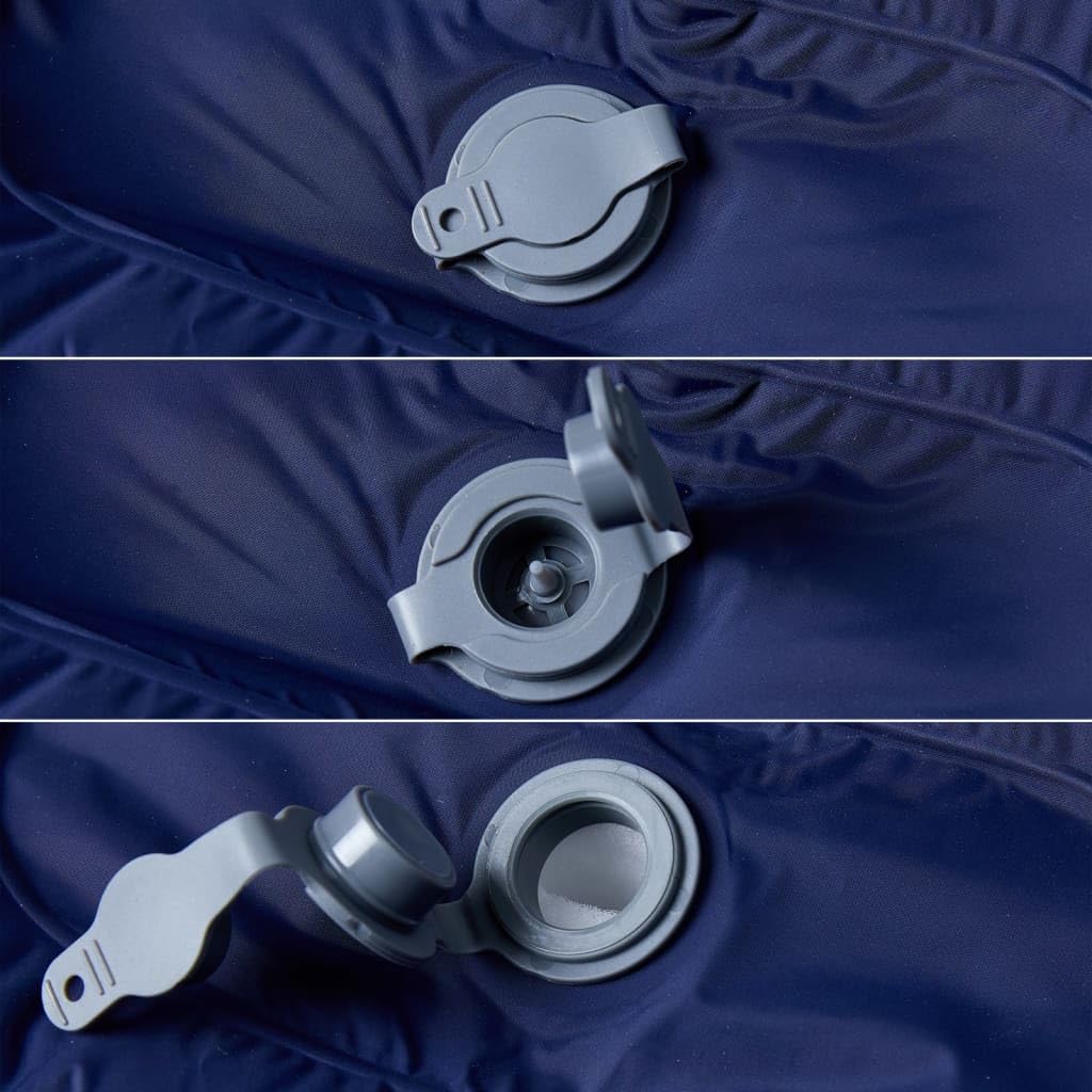 Selbstaufblasende Isomatte mit Kissen Marineblau 200x75x10,5 cm leicht faltbar für Camping, Wandern, Trekking und Outdoor Reisen mit integrierter Fußpumpe und Reparaturset