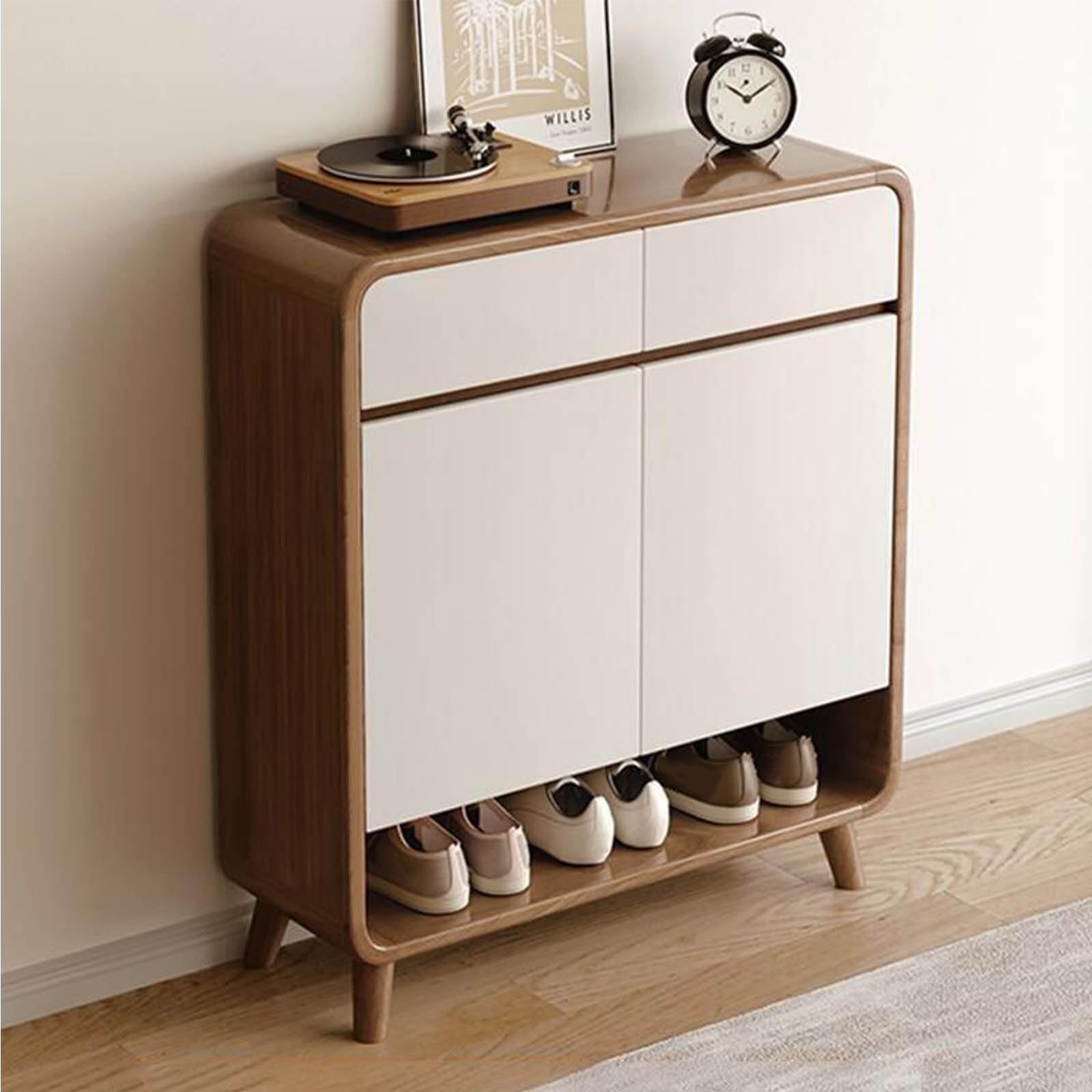 Meuble de rangement à chaussures en bois anti-poussière à portes réglables