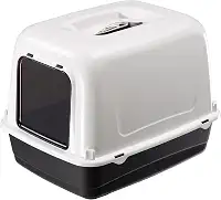 Ferplast CLEAR CAT 10, sanitário fechado para gatos com filtro de carbono antiodor, porta escurecida e alça, preto
