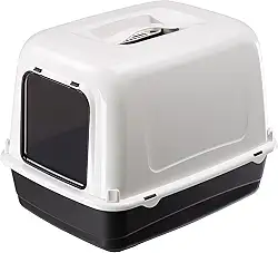 Ferplast CLEAR CAT 10, sanitário fechado para gatos com filtro de carbono antiodor, porta escurecida e alça, preto