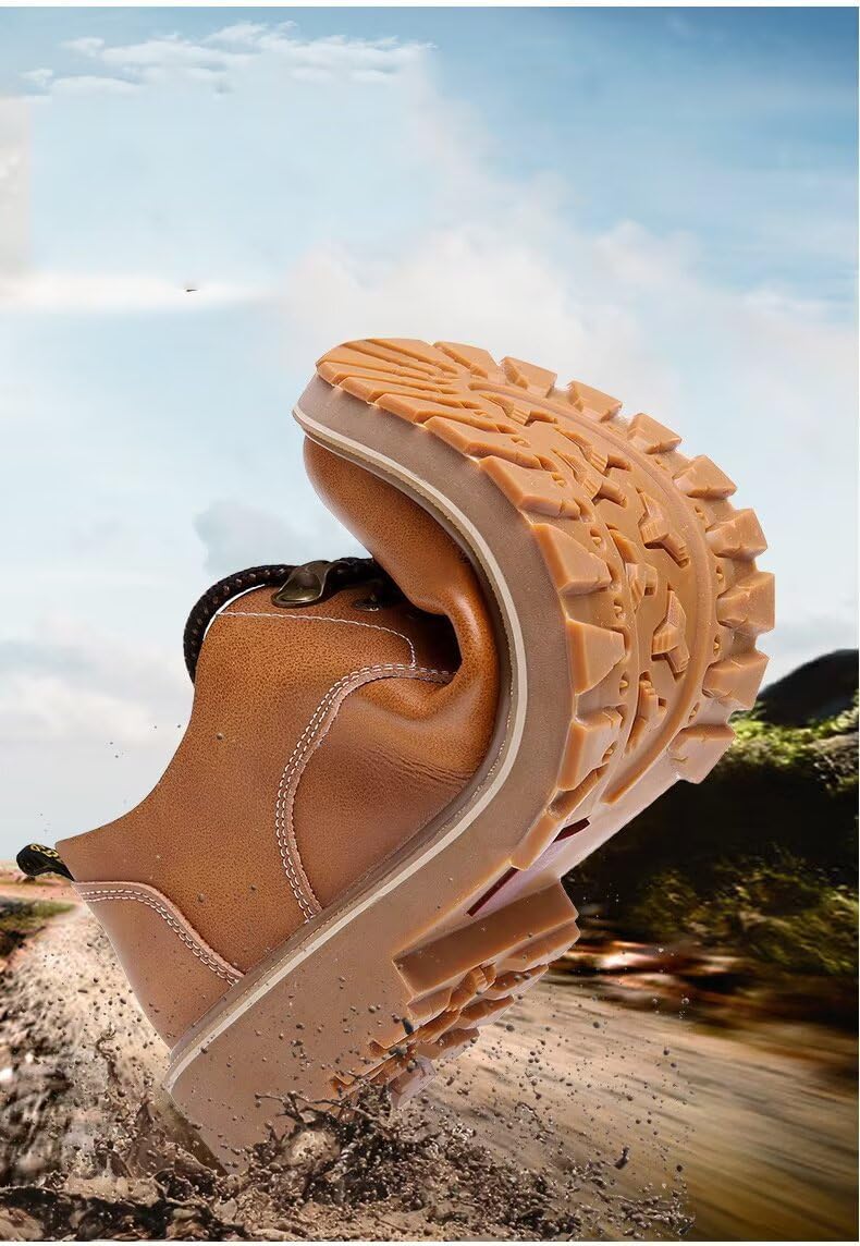 [WEISHIMIBANG] カジュアルシューズ メンズ ワークブーツ 本革 紳士靴 ローカット レースアップ 防滑