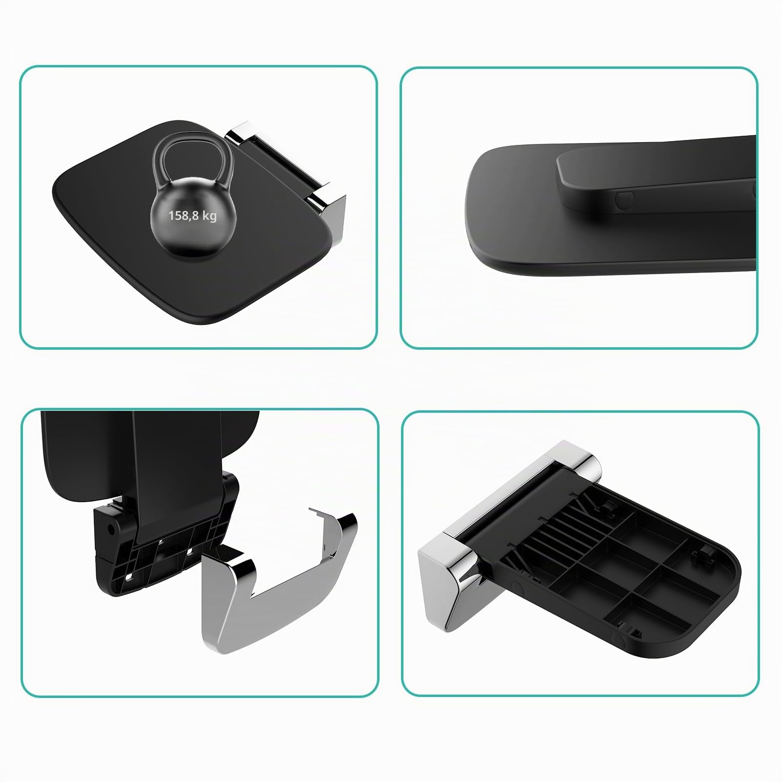 Asiento de Ducha Ultradelgado Ergonómico Plegable de Pared - 160kg Capacidad Antideslizante, para Adultos Mayores y Discapacitados, Negro