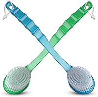 KTDeals 2-Pack Long Handle Bath Body Brush - Exfoliating Back Shower Scrubber for Feet & Body, Soft Nylon Bristles (Blue & Green)