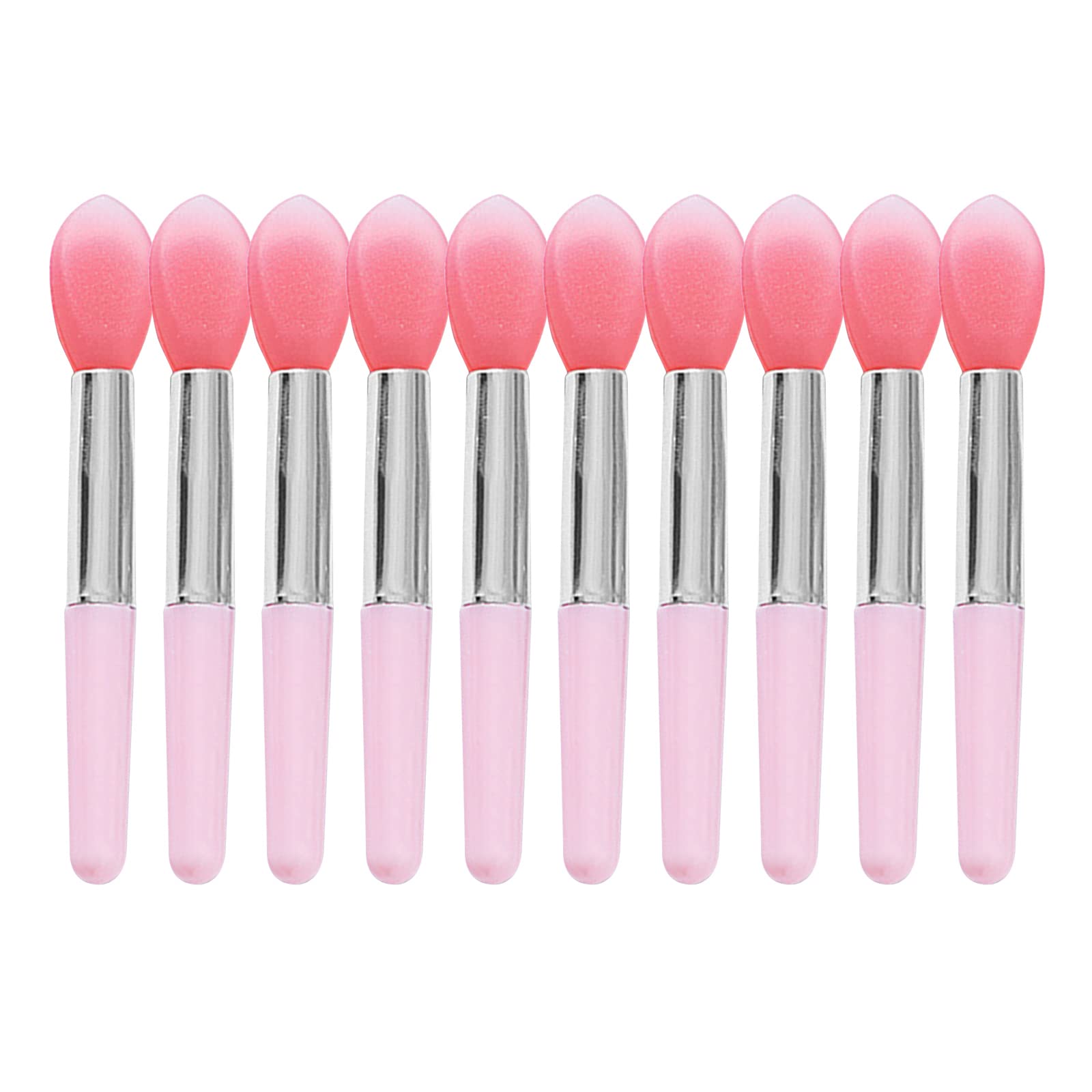 BEIDUOYANG 10pcs Silicone Lip Brush Set Lipstick Lip Gloss Applicator Brushes Lip Care Makeup Brushes For Women Girls Silicone Lip Brush, Pink