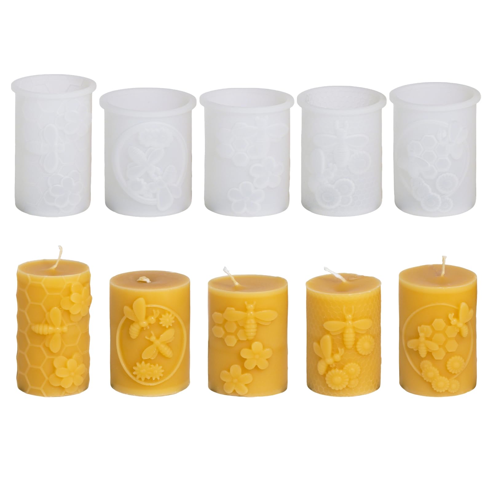 Forme per candele in silicone, forme in silicone per candele a torcia, forma in silicone con rilievo di api e favi, forme per candele in silicone, forme per candele in silicone 3D, forme per candele
