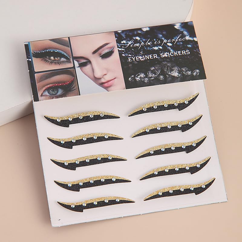 Glitter Eyeliner Stickers con Rhinestones Adhesivos miniatura 1