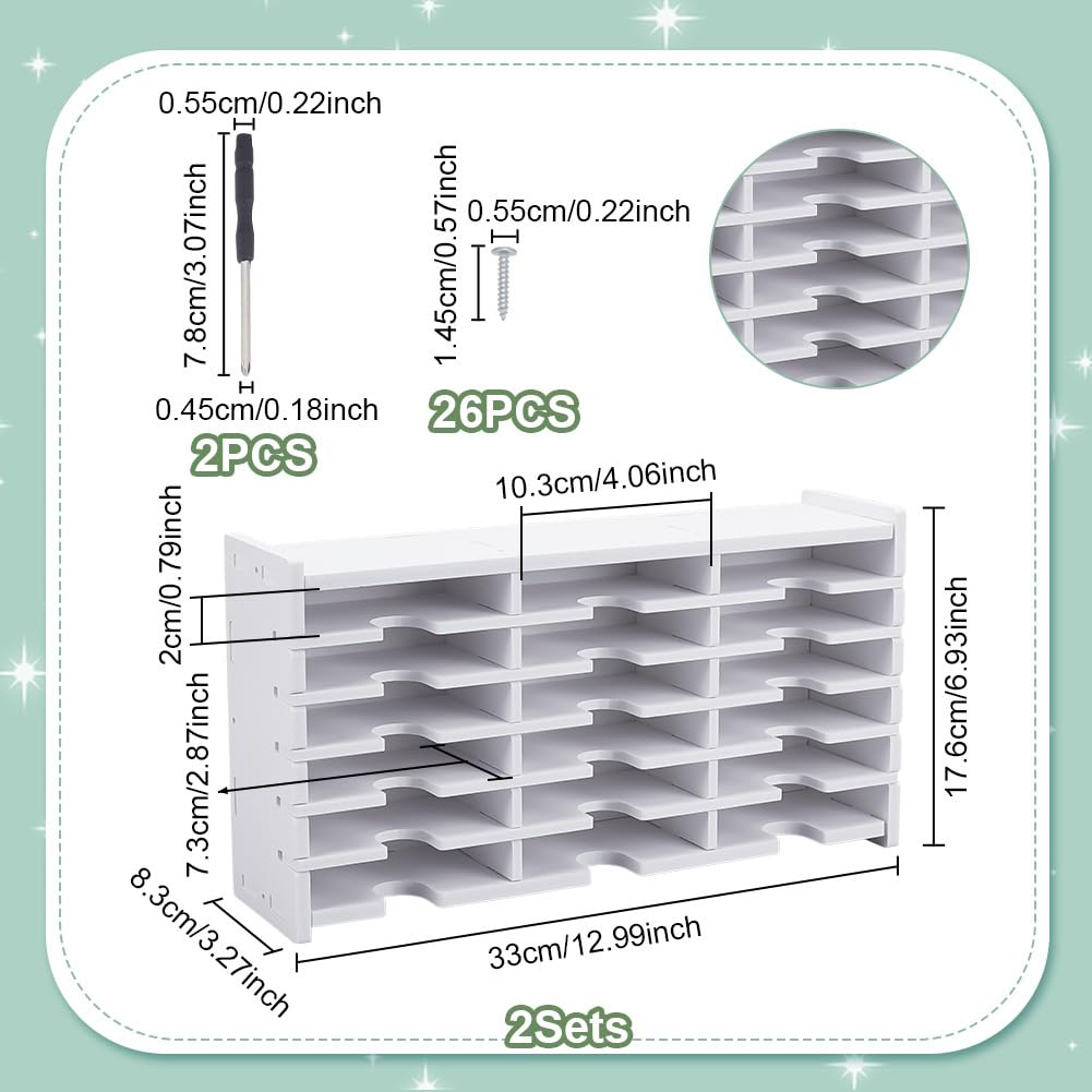 UNICRAFTALE Set di 2 18 scomparti per timbri, scaffalatura autoassemblata, in plastica PVC, organizzatore per desktop, impilabile, montaggio a parete