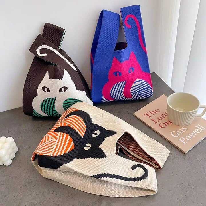 Image of Komociya Cute Wrist Bag for Women Trendy Knit Handbag Small Purse for Mom Girlfriend Birthday Christmas Valentines