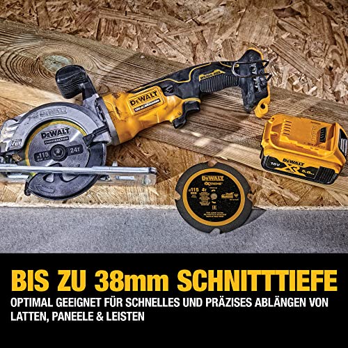 Dewalt 18V Akku- Handkreissäge DCS571NT (bürstenlos, 38mm max. Schnitttiefe, spezielle Bauweise für Einhand-Betrieb, inkl. HM-Sägeblatt, Parallelanschlag, Absaugadpater, Sparrenhaken & TSTAK Koffer) – Bild 5