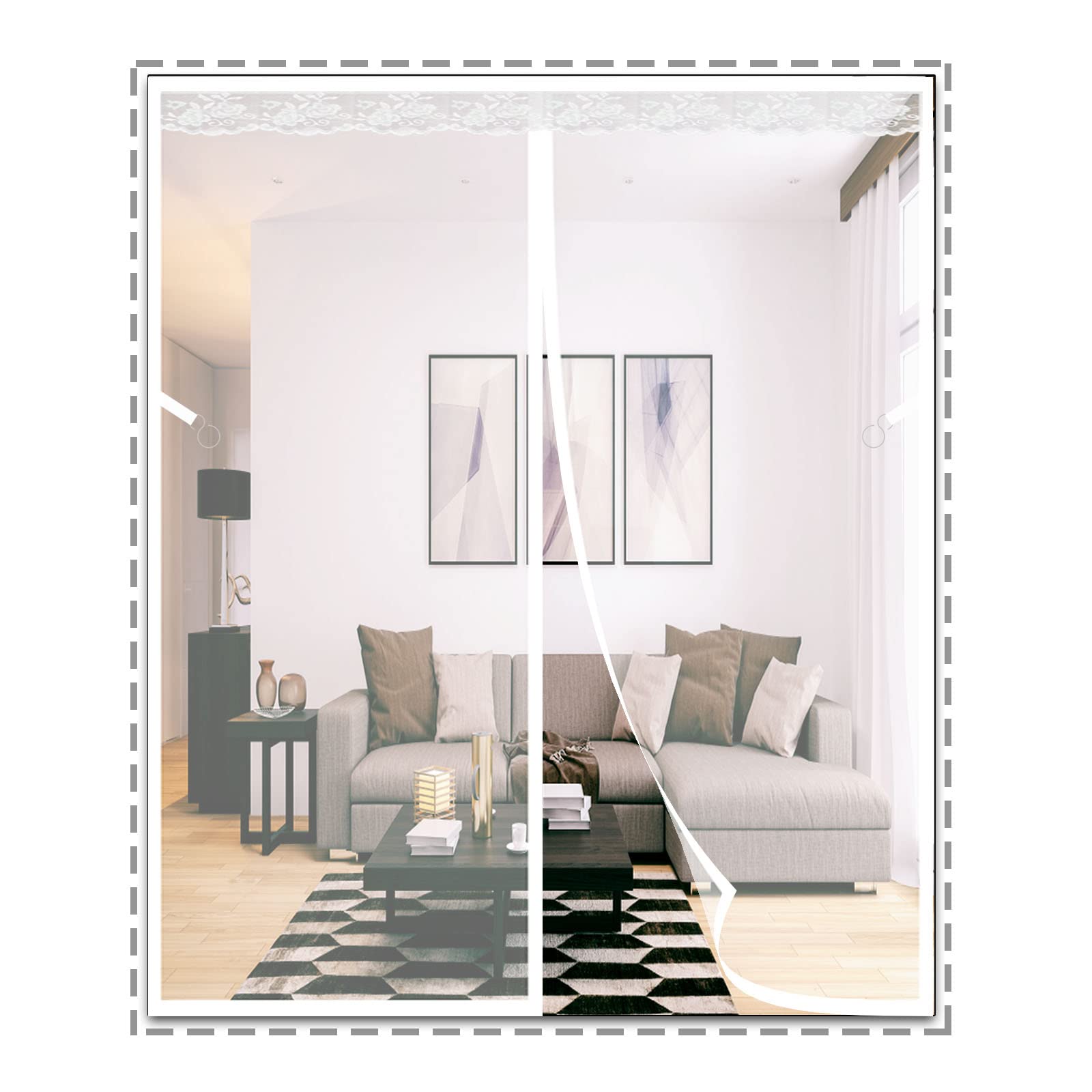 Magnetic Fly Screen Door,90x215cm Anti Mosquito Mesh Fly Curtain,Top-to-Bottom Seal Snaps Shuts Automatically,Easy to Install Fly Screen Door