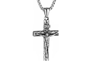 Stainless Steel Jesus Crucifix Pendant for Men Women with 24" Chain