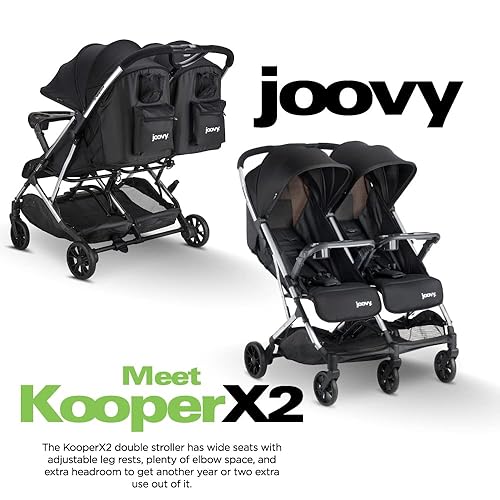 Miniatura 3 de Joovy Kooper X2 - Cochecito doble cochecito de viaje ligero plegable compacto con bandeja color negro