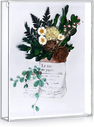 MarccTipton Marco de caja de sombra de 8 x 10 pulgadas, marco de fotos acrílico, vitrina de mesa, caja de memoria transparente para flores secas,