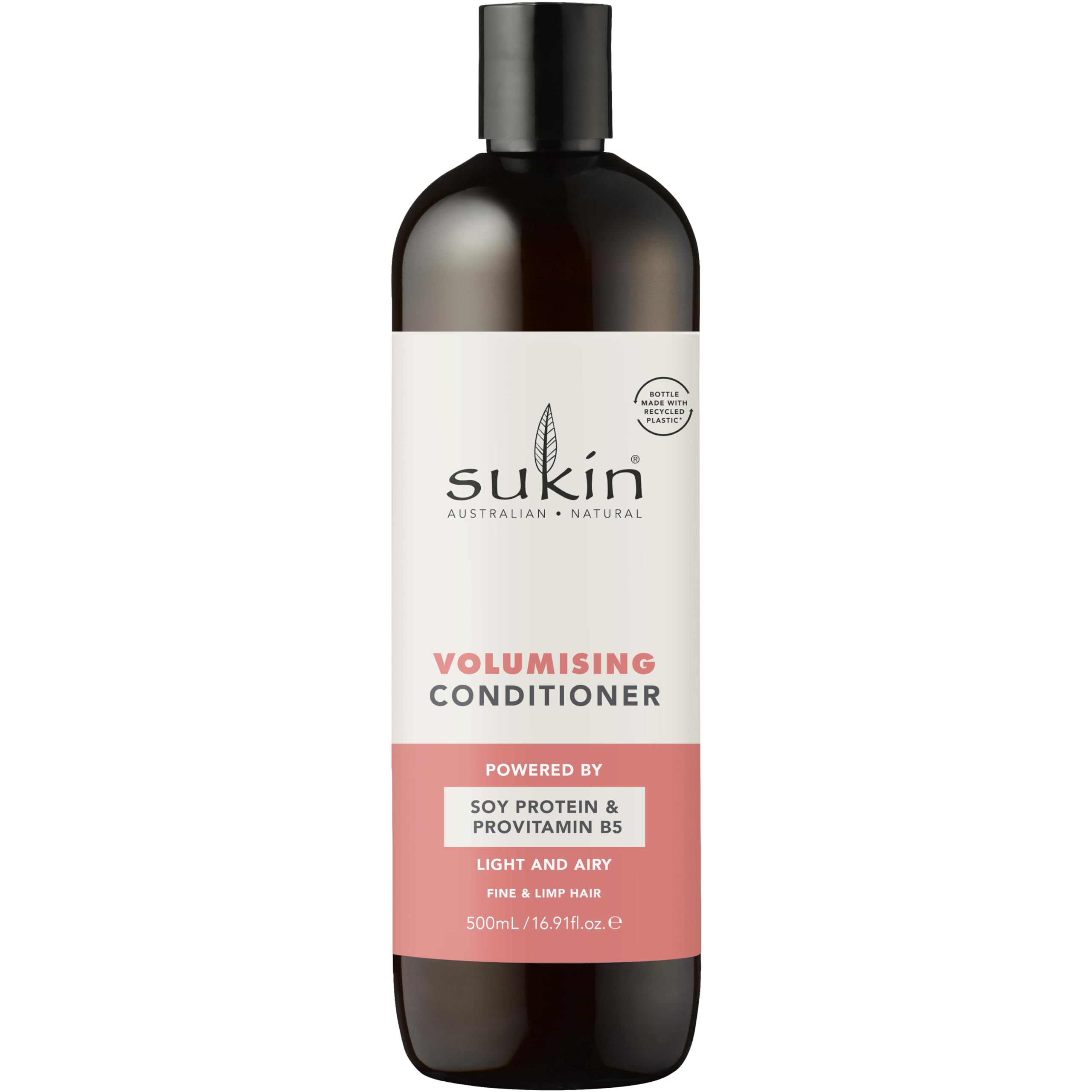 Sukin Volumising Conditioner 500mL, Adds Thickness & Volume with Soy Protein, Provitamin B5 & Pineapple, Australian Made & Owned, Vegan, Cruelty-Free