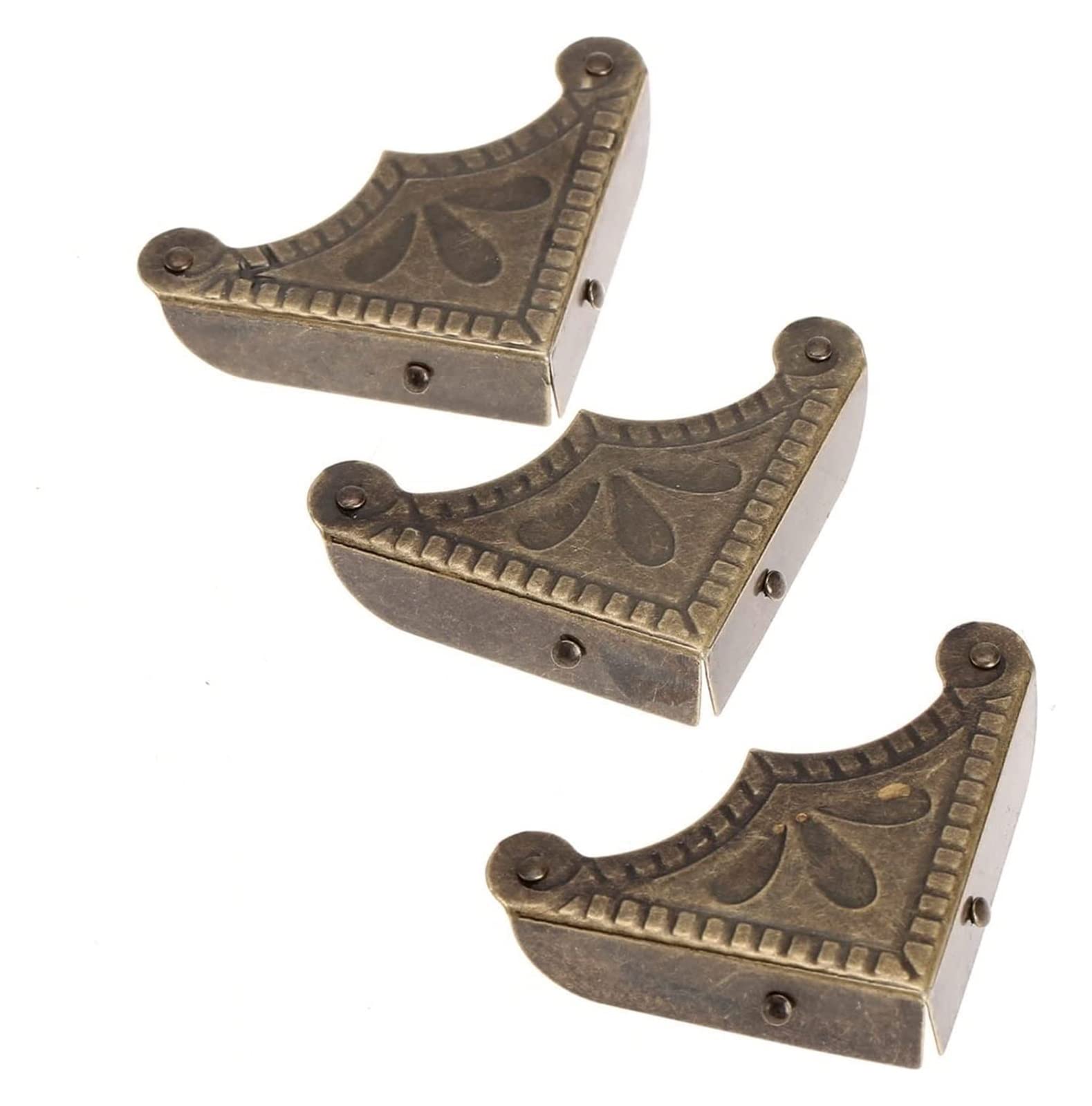 SDJJSAO Box corner protector, Corner Decorative Protectors for Metal,Edge,12Pcs Brackets for Scrapbook Bronze