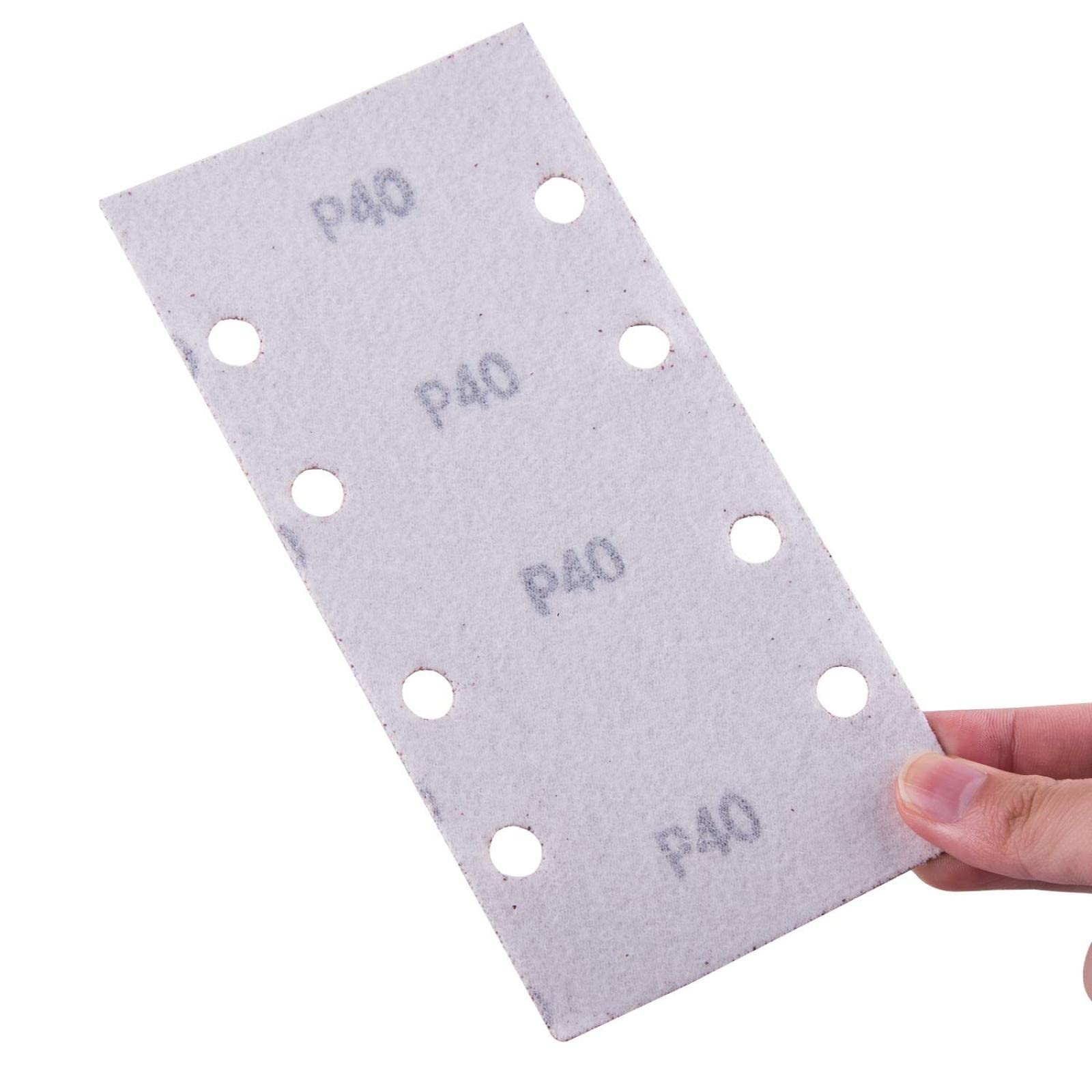 50 Piezas 93 * 185mm Papel De Lija Cuadrado 40-180 Grano Óxido De Aluminio Para Lijadora De Palma Orbital Pulido,80