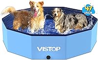 Vista 1 de VISTOP Piscina grande plegable para perros, piscina portátil de plástico duro para perros, gatos y niños, piscina infantil plegable para baño