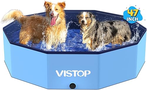 Vista 8 de VISTOP Alberca plegable gigante para perros, piscina portátil de plástico duro para perros, gatos y niños, bañera plegable para mascotas, piscina