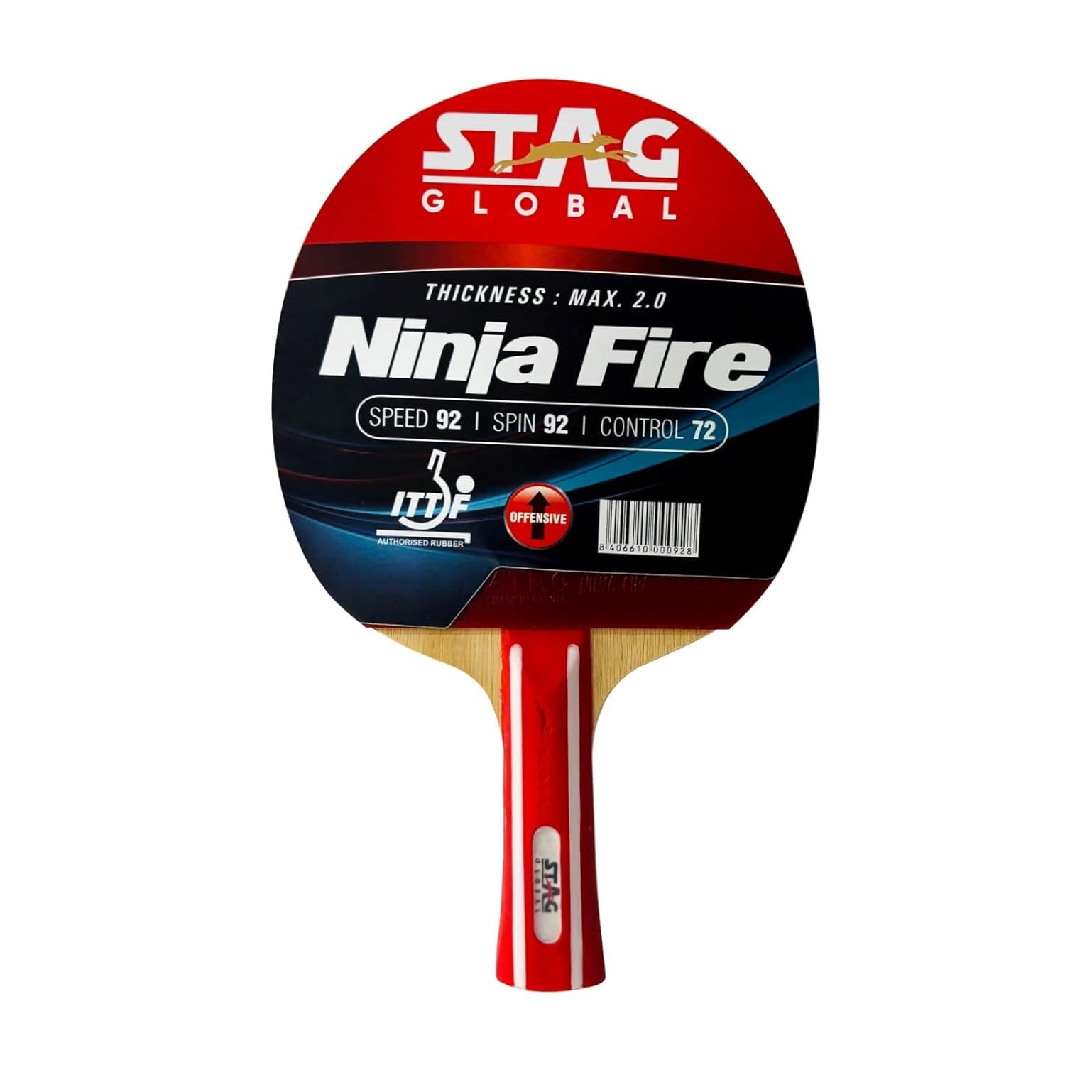 STAG Advanced ITTF Approved Rubber Ninja Fire Table Tennis Racquet, Multicolour, 180 Grams Material: Wood-picture-10
