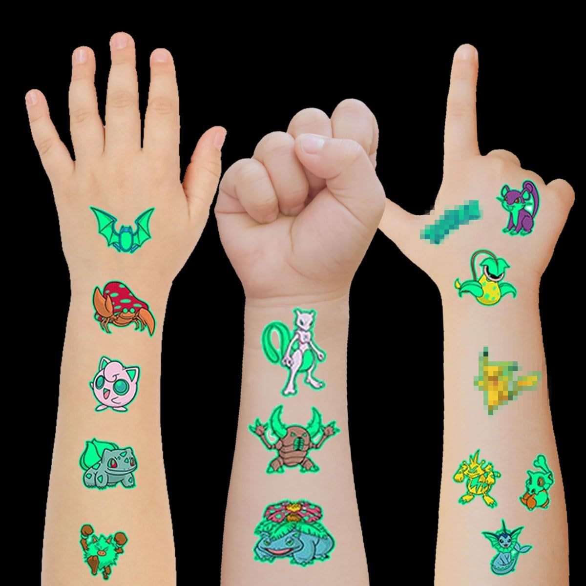 Tatuajes Temporales para Niños, 12 Hojas Tatuajes Luminosos de Dibujos Animados, Brillan en la Oscuridad Tatuajes Niños para Regalos de CumpleañOs Festivales Suministros Fiestas