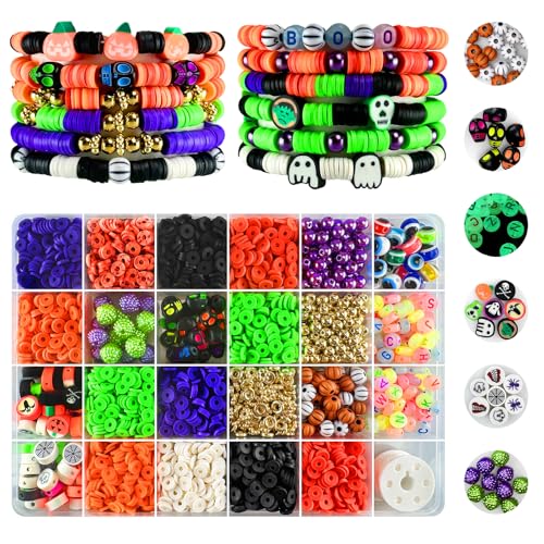 3200 pcs Halloween Beads for Bracelet Jewelry Making Kit with Glow Letter Beads Halloween Decorations Charms Bracelet Making Kit for Jewelry Making Varieties of Charms Arts Crafts DIY Gifts